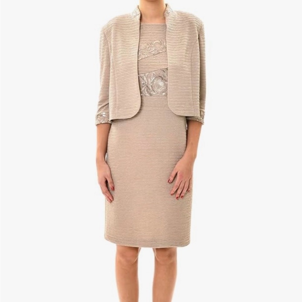 Elegant Beige Two-Piece Dress Set